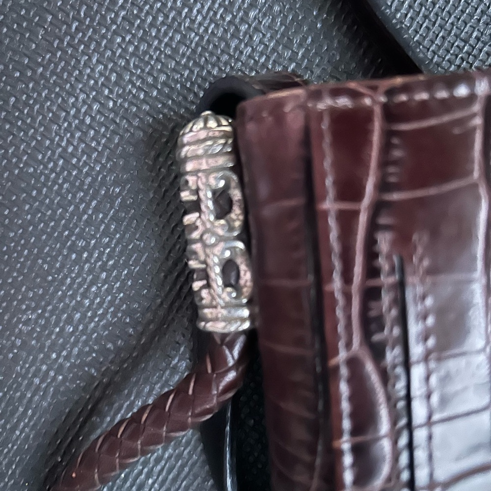 Brighton Rich Brown Embossed Wristlet with Silver Details - Picture 4 of 13